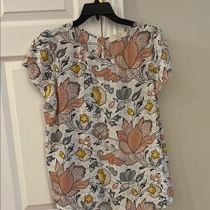 LOFT Boxy Cap Sleeve Blouse button up back